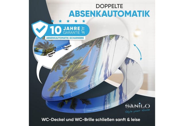Sanilo WC-Sitz mit Absenkautomatik, viele schöne Toilettensitze direkt vom Hersteller, hochwertig, abnehmbar, leichte Montage von oben, mit Schraubenzieher