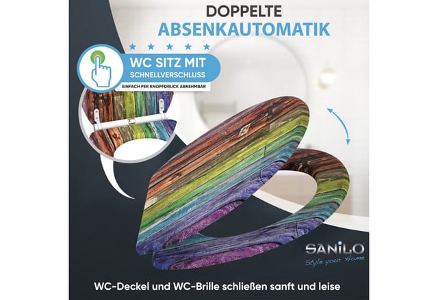Sanilo WC-Sitz Rainbow, mit Absenkautomatik, hochwertig & modern, universell, leichte Montage
