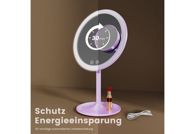 EMKE Kosmetikspiegel Macaron Tischspiegel mit Beleuchtung 3 Lichtfarben Dimmbar, 1X / 3X,90°Drehbar,USB Aufladbarer LED Schminkspiegel für Schminken