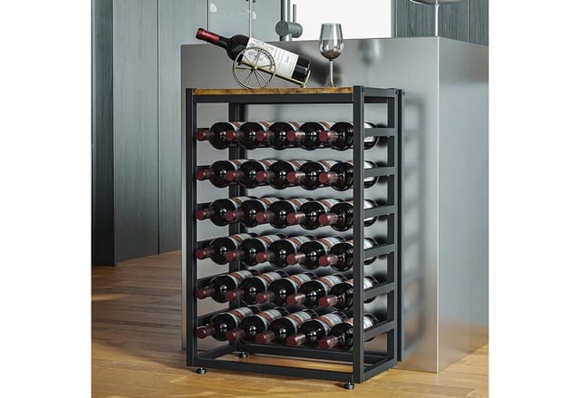 Dripex Weinregal 6 Etagen Flaschenregal für 30 Flaschen mit Tischplatte
