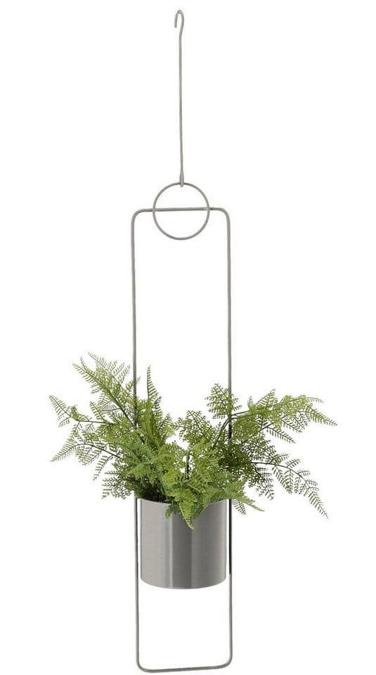 Spetebo Blumenampel Metall Pflanz Topf rund zum Hängen grau - 88 cm (Stück, 1 St., Blumenampel), Moderne Hänge Blumenampel
