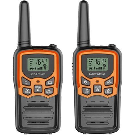 Sabir Walkie-talkie, Fernbedienung Für Erwachsene Mit 22 Frs-kanälen, Heimsprechanlage Mit Led-taschenlampe, Vox, Lcd-display, Ideal Zum Wandern Und Campen (orange, 2er-pack)