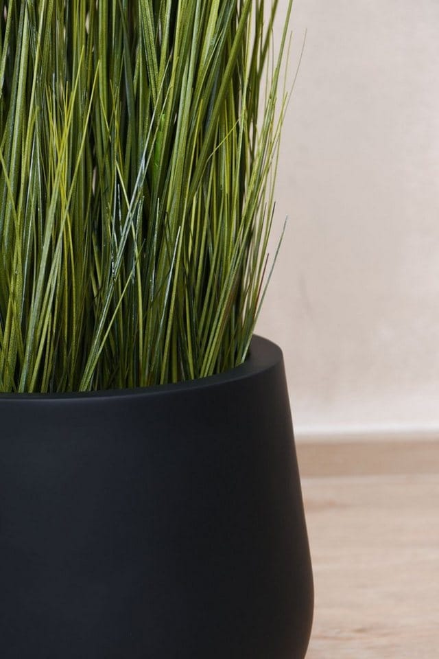 VIVANNO Blumentopf Fiberglas GIRAR Rund - Anthrazit Matt (1 St), 36x27 cm