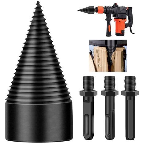Sabir Holzspalter, 4 Abnehmbare Konische Anzündholzaufsätze, Hochleistungs-bits Für Elektrische Bohrmaschinen, 45-mm-sechskant-, Vierkant- Und Rundkonus-schraubendreher