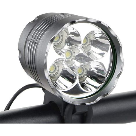 Fahrradlampe, 6000 Lumen, 5 Leds, Wasserdichter Mountainbike-scheinwerfer, Integrierter 6400-mah-akku, 3 Leuchtmodi