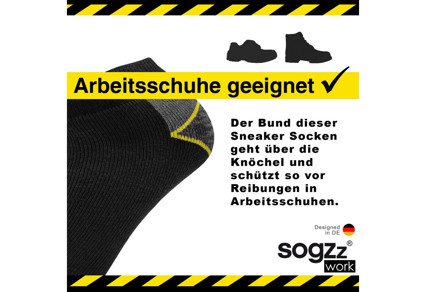 sogzz Arbeitssocken 6-12 Paar Herren kurz verstärkt Arbeit Sneaker Socken 75% Baumwolle (Modell: sogzz WORK Sneaker Basic, 12-Paar) Bild 2