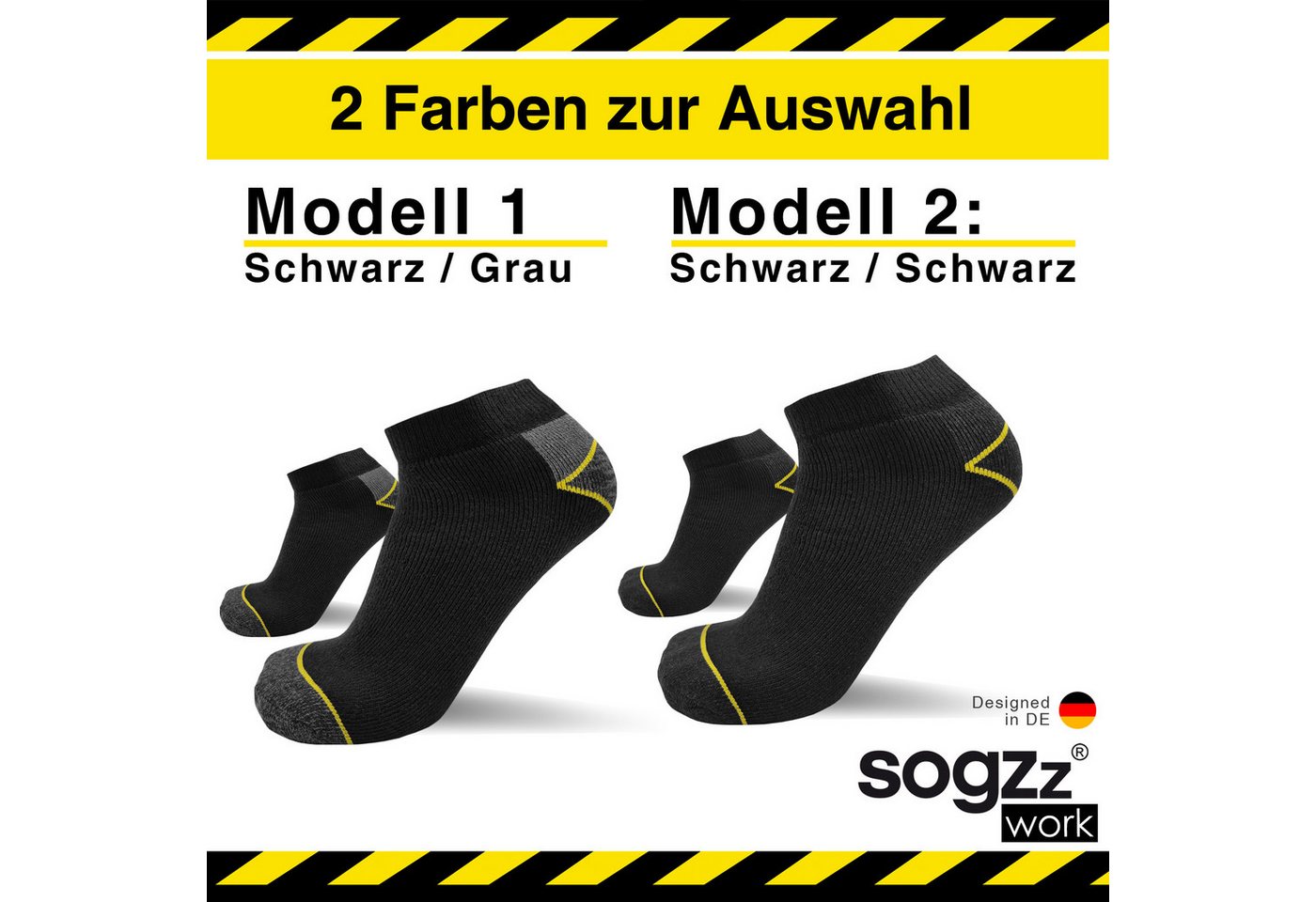 sogzz Arbeitssocken 6-12 Paar Herren kurz verstärkt Arbeit Sneaker Socken 75% Baumwolle (Modell: sogzz WORK Sneaker Basic, 12-Paar) Bild 5