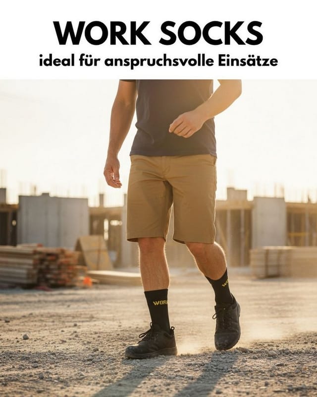 sockenkauf24 Arbeitssocken Herren Premium WORK Socken mit Komfortbund verstärkt gepolsterte Sohle (5-Paar) ohne Naht aus 85% gekämmter Baumwolle, Ferse & Fußspitze verstärkt