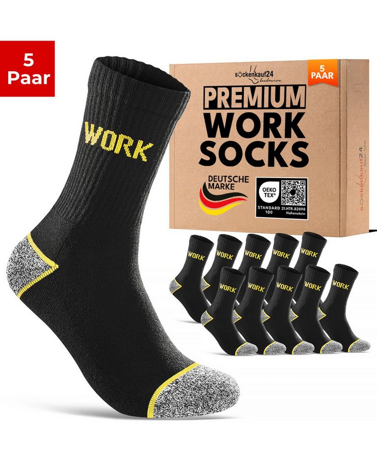 sockenkauf24 Arbeitssocken Herren Premium WORK Socken mit Komfortbund verstärkt gepolsterte Sohle (5-Paar) ohne Naht aus 85% gekämmter Baumwolle, Ferse & Fußspitze verstärkt Bild 2