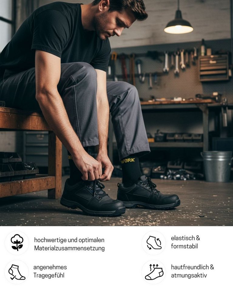 sockenkauf24 Arbeitssocken Herren Premium WORK Socken mit Komfortbund verstärkt gepolsterte Sohle (5-Paar) ohne Naht aus 85% gekämmter Baumwolle, Ferse & Fußspitze verstärkt Bild 3