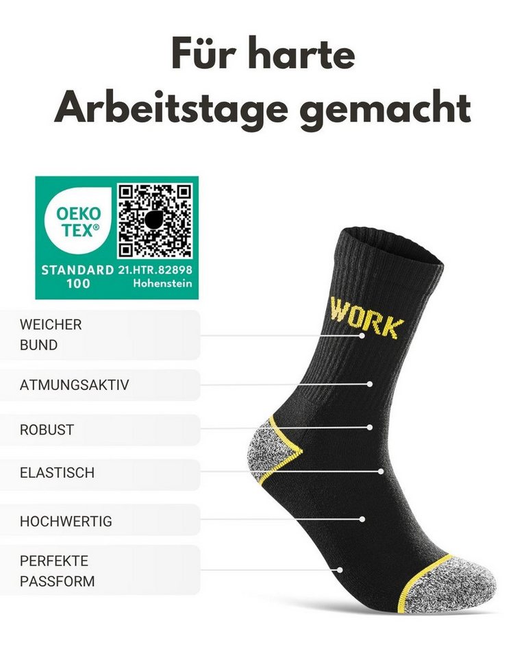 sockenkauf24 Arbeitssocken Herren Premium WORK Socken mit Komfortbund verstärkt gepolsterte Sohle (5-Paar) ohne Naht aus 85% gekämmter Baumwolle, Ferse & Fußspitze verstärkt Bild 4