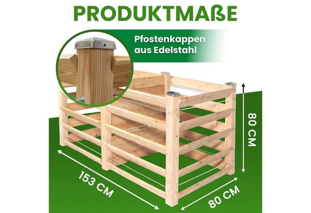 Gartenwelt Riegelsberger Komposter Moderner Komposter Lärchenholz Massivholz Steckkomposter, BxTxH: 153x80x80 cm