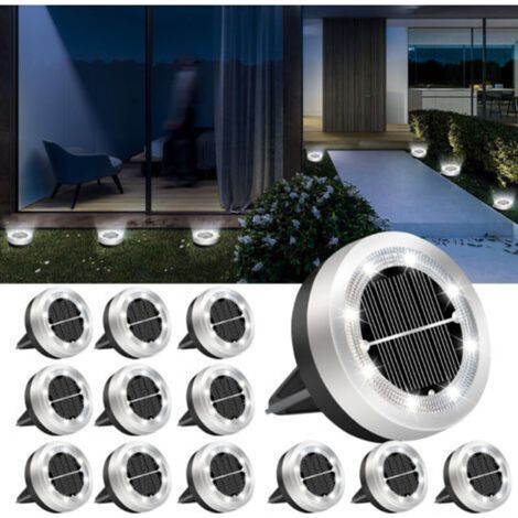 Sabir Solar-bodenleuchten, 12er-pack, Solar-gartenleuchten Mit 8 Leds, Wasserdichte Solar-strahler Für Den Außenbereich, Solarbeleuchtung Für Terrasse, Einfahrt, Wege, Rasen, Hof Und Pool [warmweiß] [