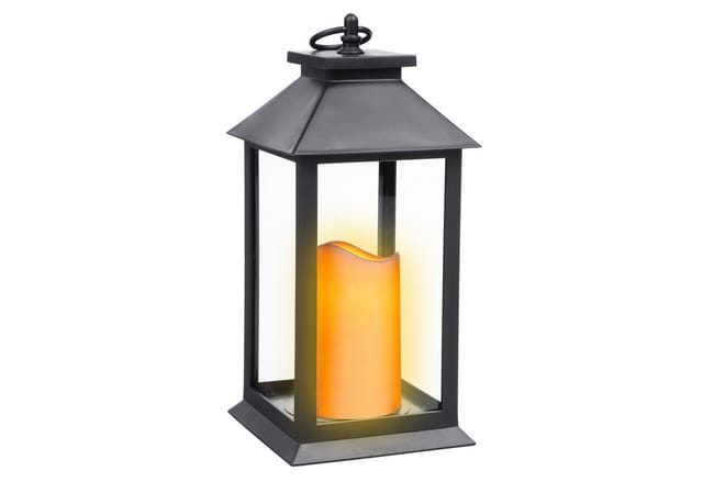 Spetebo Kerzenlaterne Laterne schwarz inklusive LED Kerze mit Flacker Effekt (Artikel, 1x Laterne mit 1x LED Kerze), Deko Leuchte mit Kerzenflackern Batterie betrieben