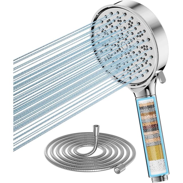 LuxusKollektion Handbrause Duschkopf mit Filter Hochdruck Handbrause 6 Strahlarten Wassersparend