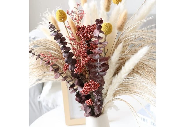 Trockenblume Pampasgras Trockenblumen,43 Stück Getrocknete Pampasgras-Dekoration Flauschige Getrocknete Blumen, wohnTRAUM24, Höhe 44 cm, Getrocknete Blumenarrangements für Zuhause, Hochzeit, Tischdekoration