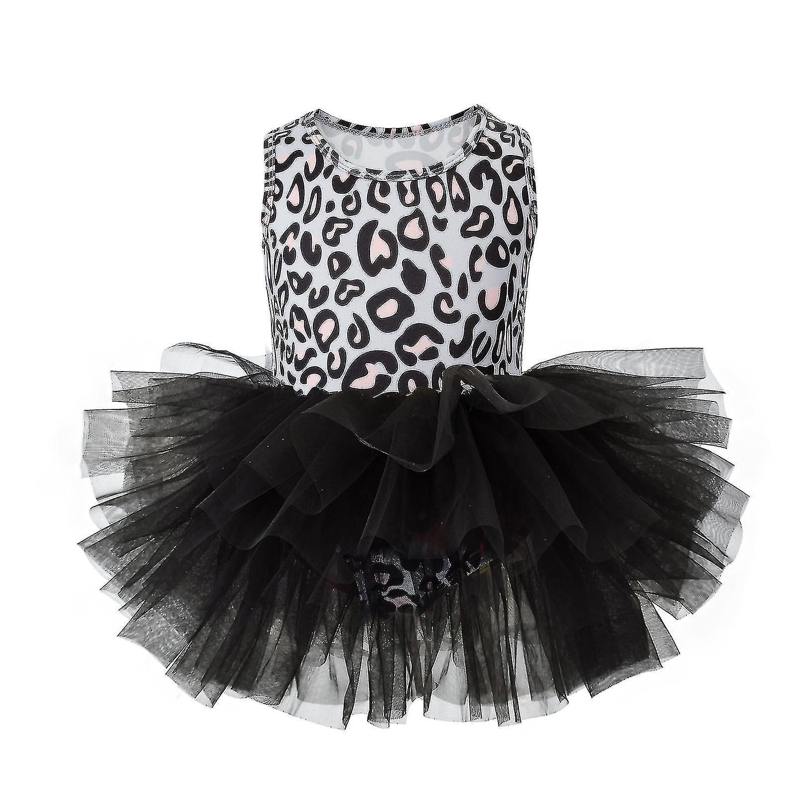 Ballett-tutu-kleid Für Mädchen, Ideal Für Kindergeburtstage Und Tanzaufführungen, Prinzessinnenkostüm Für Hochzeiten, Größen 2 Bis 7 Jahre, Leopardenmuster, Ärmellos.