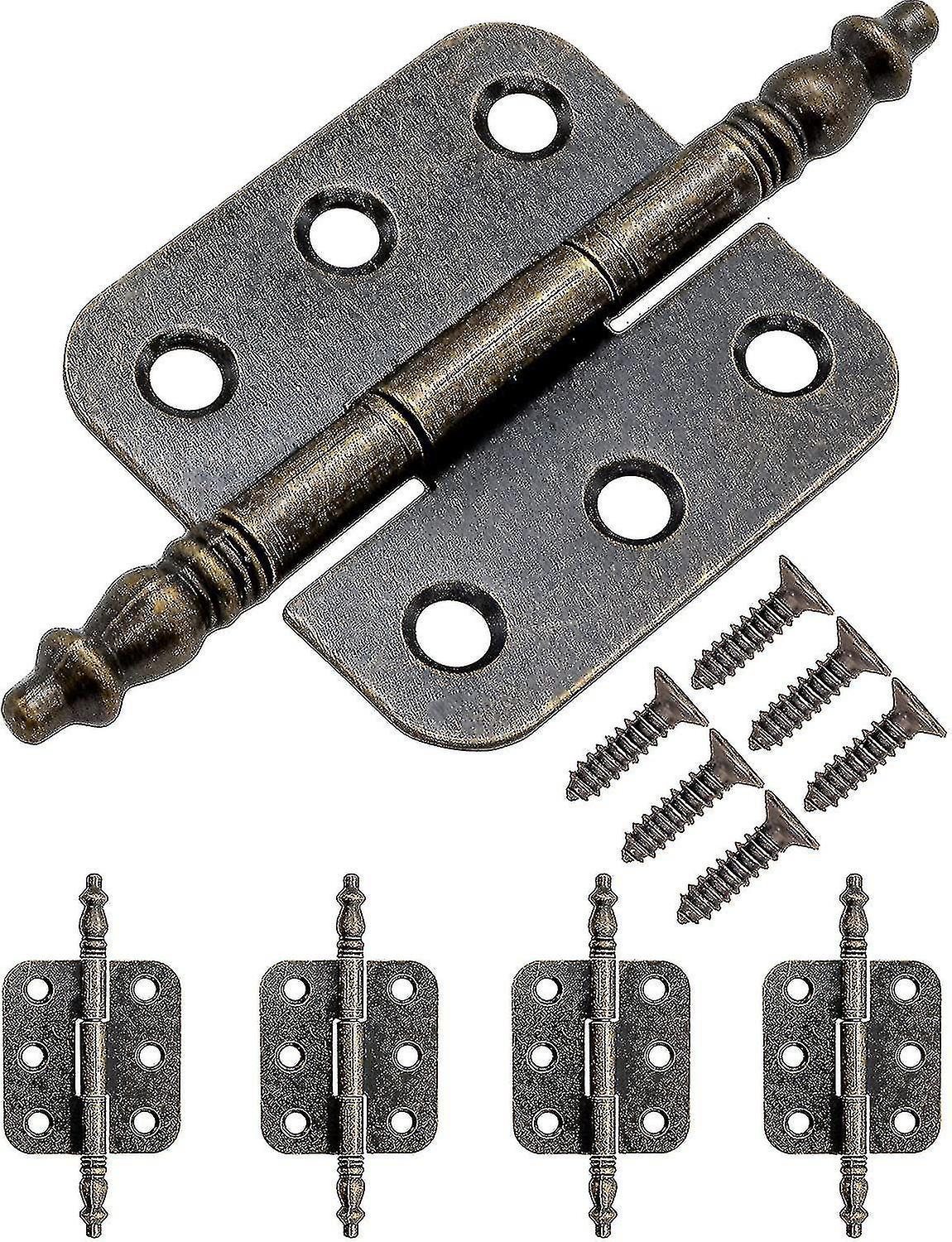 Set Mit 4 Metallscharnieren Im Antik-stil Für Schrank-, Kommoden- Und Schachteltüren. Retro-vintage- Und Landhausstil. Maße: 70 X 35 Mm. Bronzefarben.