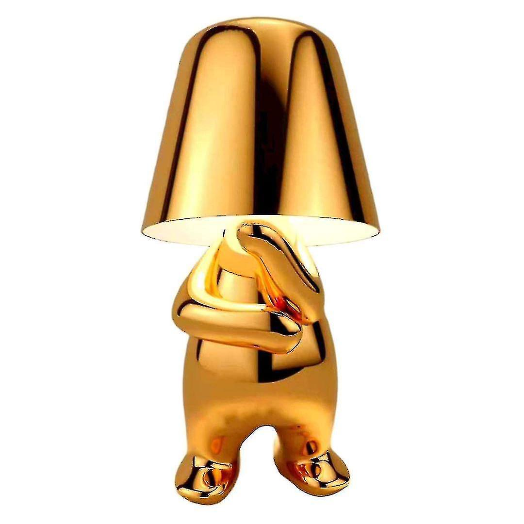 Goldene Touch-nachttischlampe, Kabellose, Wiederaufladbare Und Tragbare Schreibtischlampe Von Thinker Mit Usb-ladefunktion – Gold