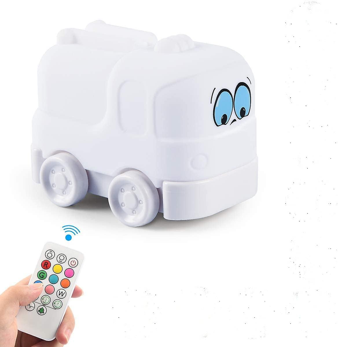Wiederaufladbares, Mehrfarbiges Led-nachtlicht Mit Fernbedienung Und Touch-funktion – Feuerwehrauto-design Fürs Kinderzimmer