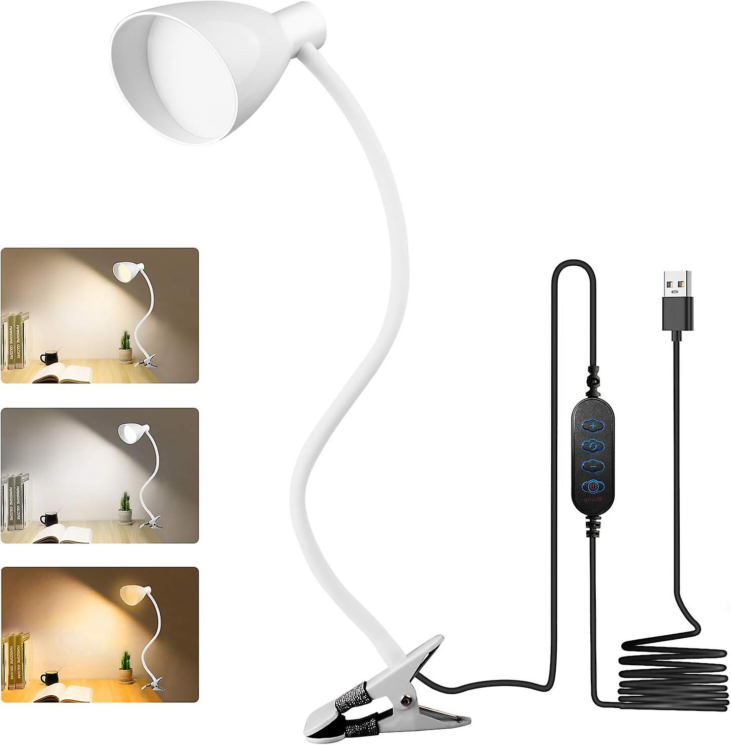 360° Flexible Led-tischleuchte Mit Klemme, Dimmbar, Mit Memory-funktion Und Automatischer Abschaltung Für Kinderbetten – Weiß