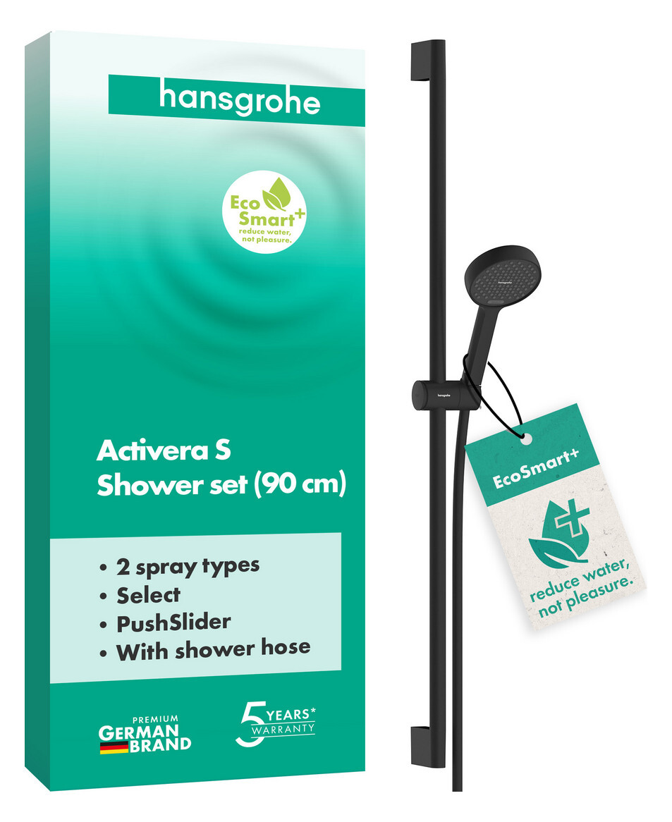 Hansgrohe Activera S - Set Handbrause, Stange Und Schlauch, 2 Strahlarten, Ecosmart+, Schwarz Matt 28865670