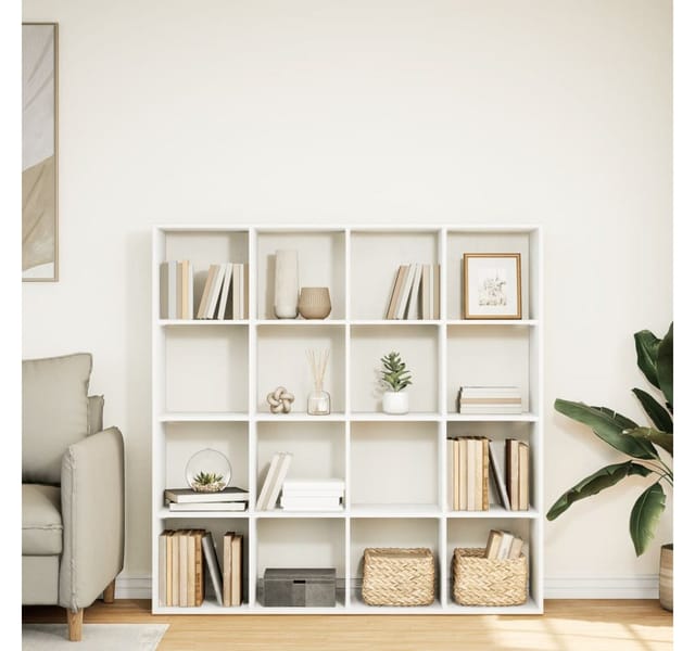 vidaXL Bücherregal Bücherregal Weiß 137,5x29x137,5 cm Holzwerkstoff, 1-tlg.