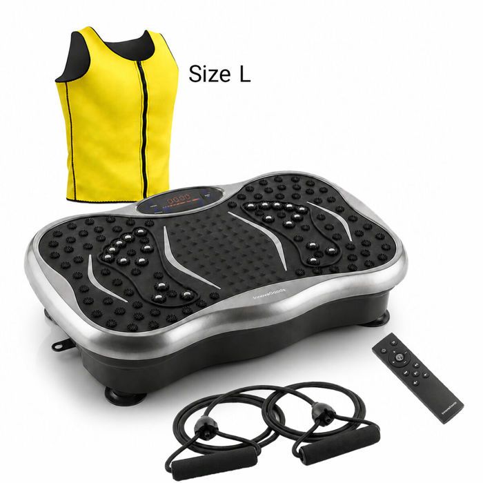 Pack Vibrationsplattform Mit Lautsprecher, Elastischen Bändern, Fernbedienung Und Sauna-weste Für Männer L Innovagoods Vibrationsplattform