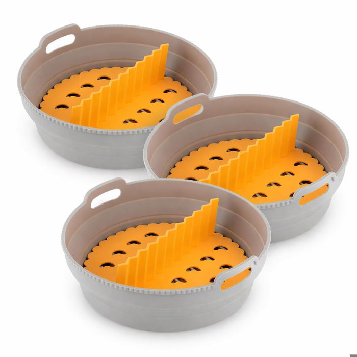 Set Von Faltbaren Silikon-körben Mit Griffen Für Die Innovagoods Heißluftfritteuse 3 Einheiten Küchenzubehör