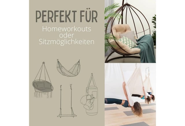 riijk Schraubhaken Wandhaken Hängesessel mit Drehwirbel Dübel für Hängematte Boxsack, (Set, 1 St., Deckenhaken, Drehwirbel, Dübel), Deckenhalter 360° Yogatuch