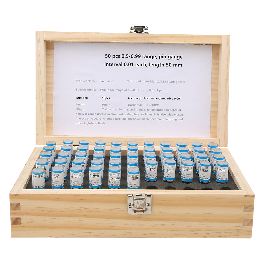 Satz Mit 50 Hochpräzisen Spindellehren Aus Wälzlagerstahl, 0,5–0,99 Mm, Toleranz 0,001 Mm