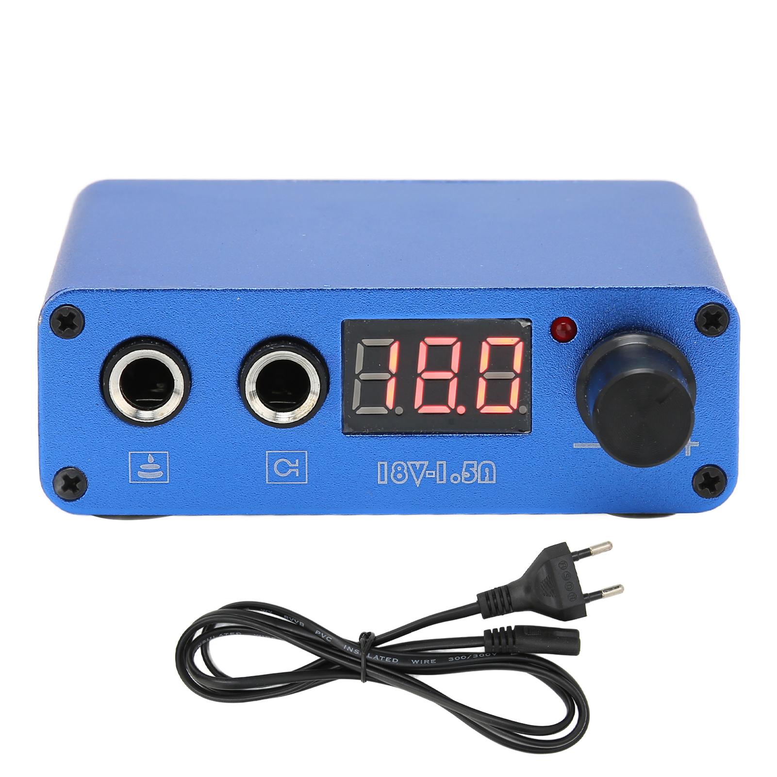 Professionelles Tattoo-netzteil, Dualmodus, Aluminiumlegierung Mit Lcd-display, 100–230 V, Blau, Eu-stecker