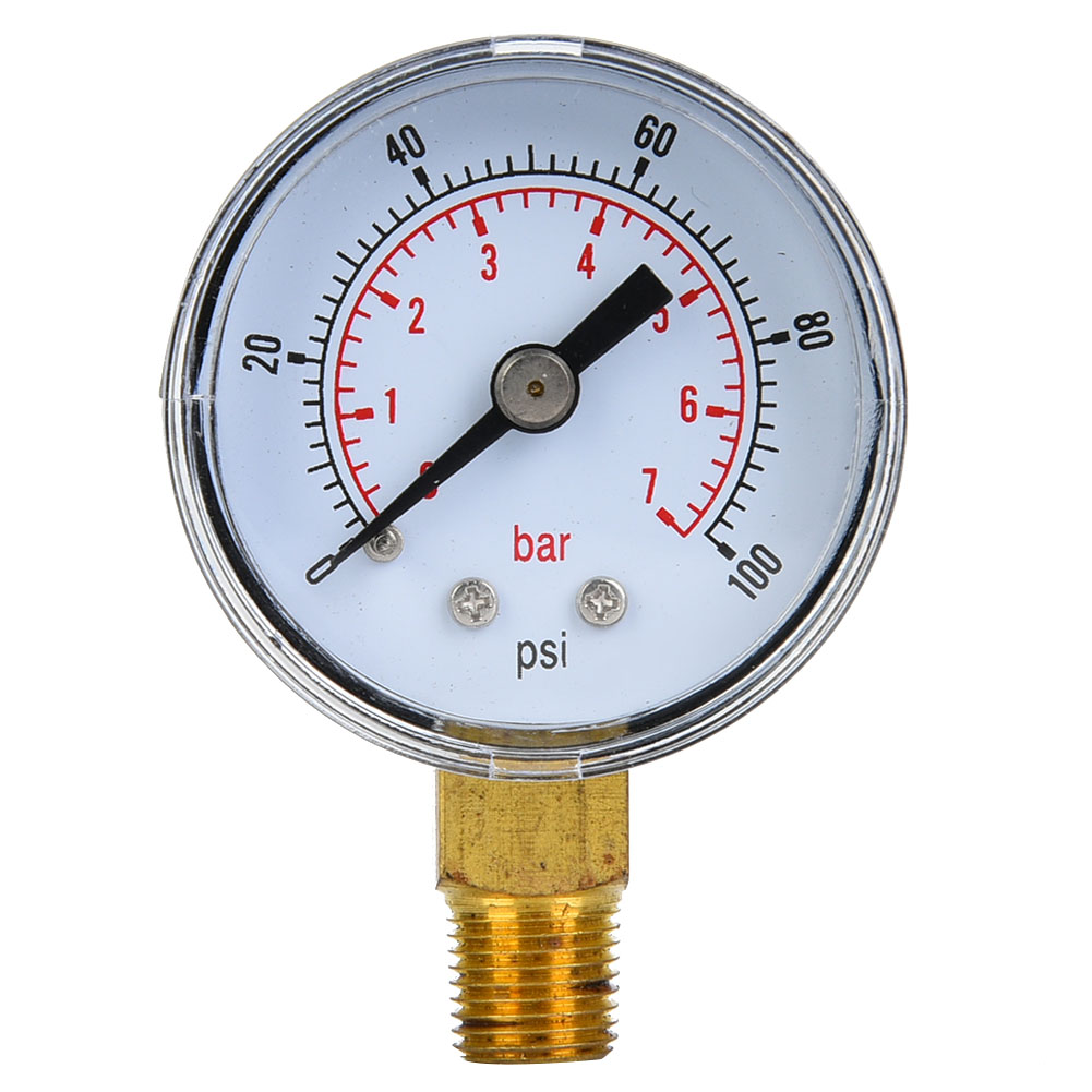 Mechanisches Manometer Mit 1/8 Bspt-bodenanschluss Für Luft, Öl, Wasser (0-100 Psi 0-7 Bar)