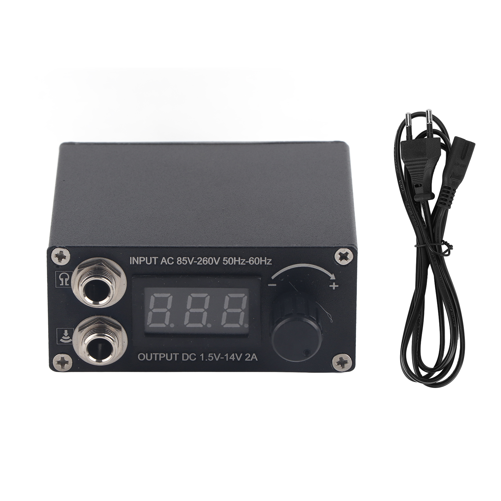 Tragbares Tattoo-netzteil, Schwarze Aluminiumlegierung Mit Lcd-bildschirm, 60–250 V, Eu-stecker