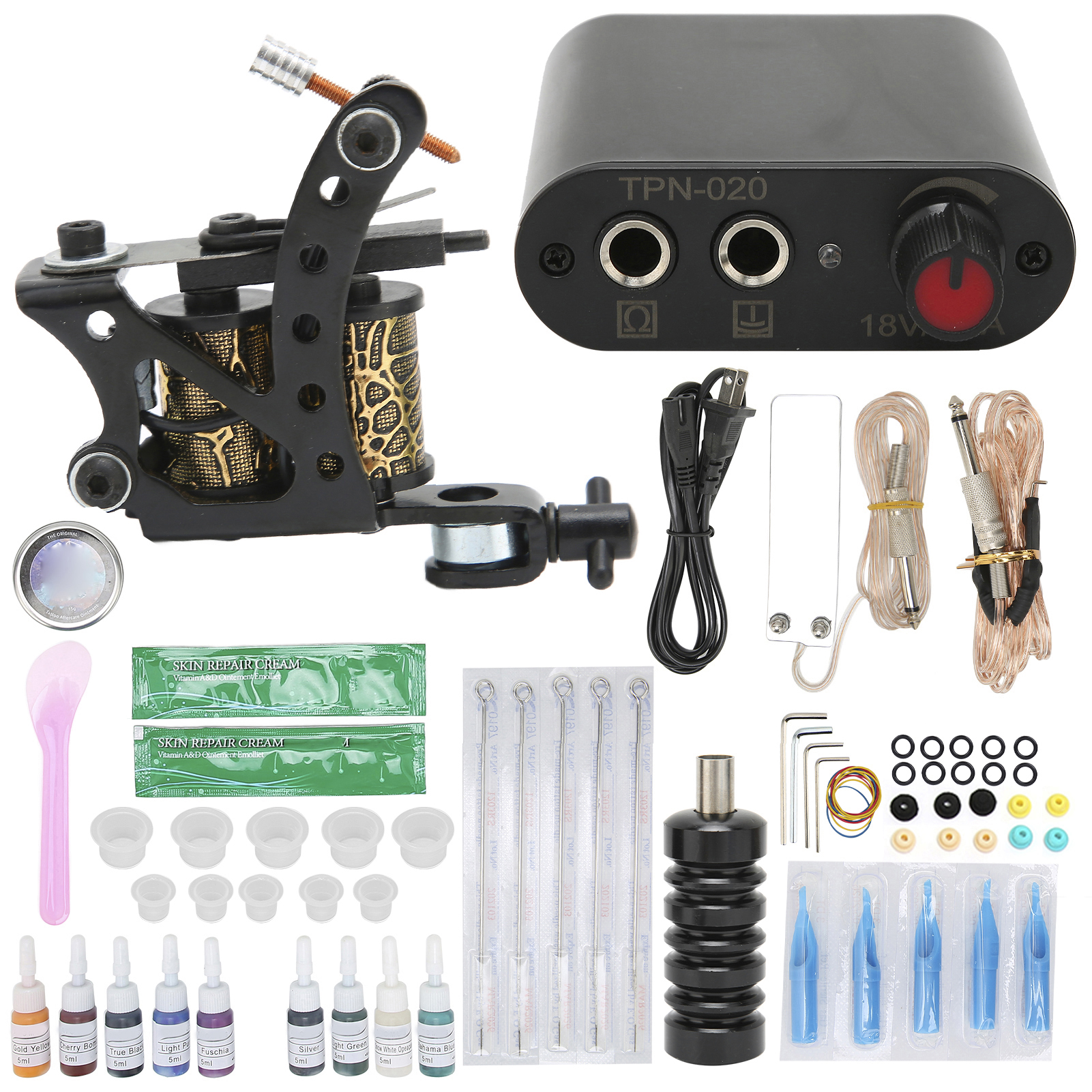 Komplettes Tattoo-maschinen-starterset – Netzteil, Kabel Und Mini-spulenmaschine, Professionelles Werkzeug, 90–265 V Us-stecker