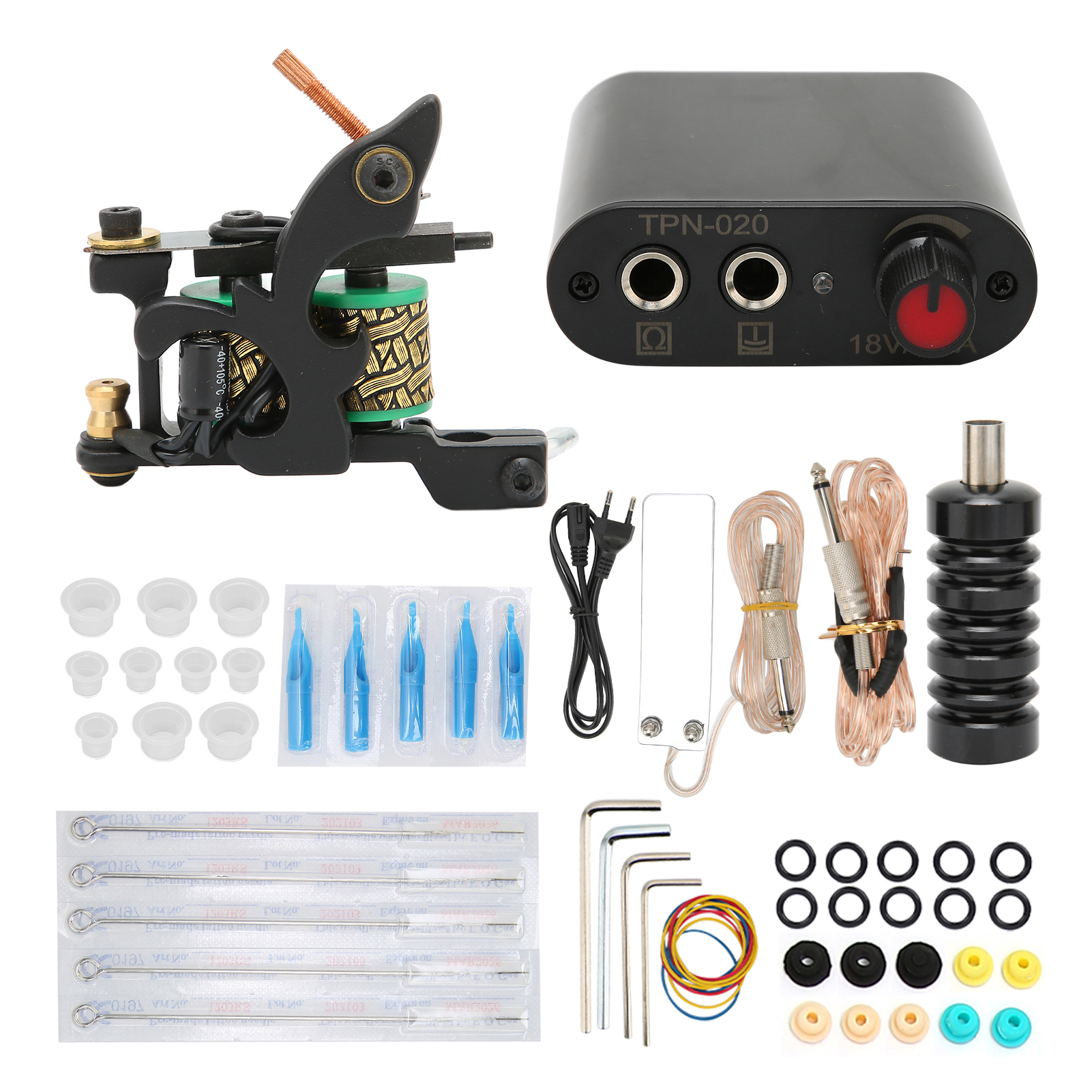 Tätowiermaschinen-set Mit Netzteil, Fußpedal Und Zubehör Für Anfänger (90–265 V), Eu-stecker