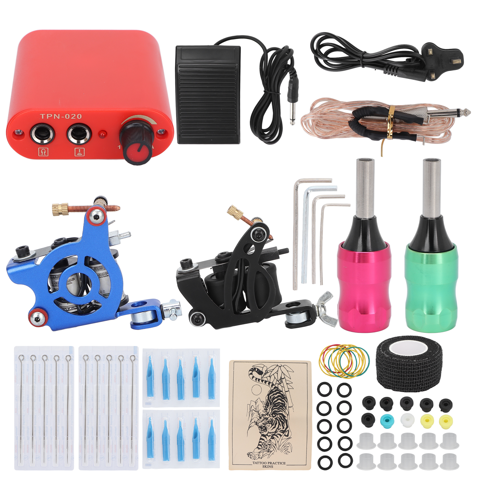 Komplettes Tattoo-set Mit 10 Schattierungsnadeln Und 8 Liniennadeln, Spulenmaschine Für Künstler Und Anfänger, 90–265 V Uk-stecker