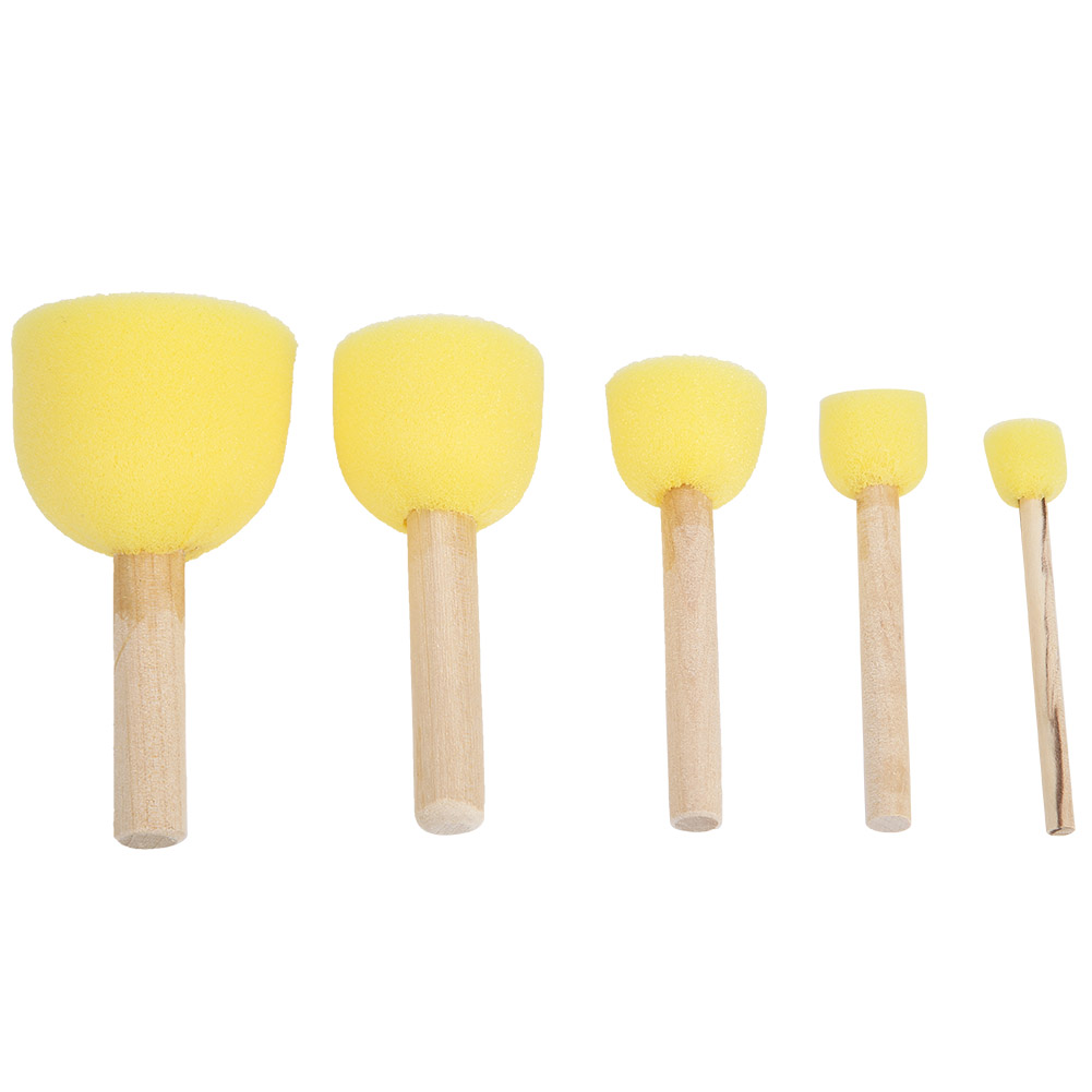 5-teiliges Diy-malset Für Kinder Mit Holzgriffen: Pinsel Und Schwämme