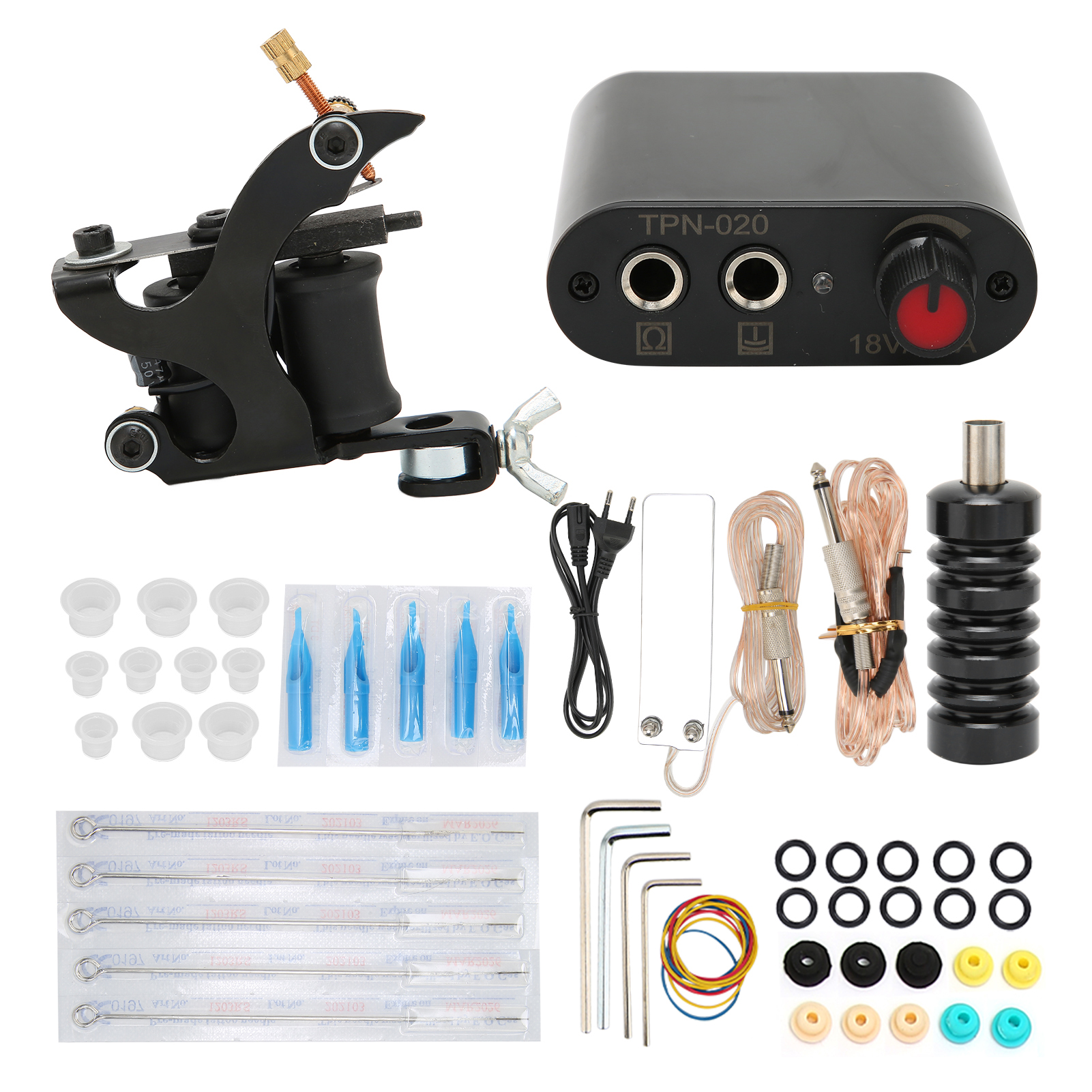 Professionelles Tattoo-maschinen-set – 90–265-v-netzteil, 8 Spulen Und Komplettes Zubehör