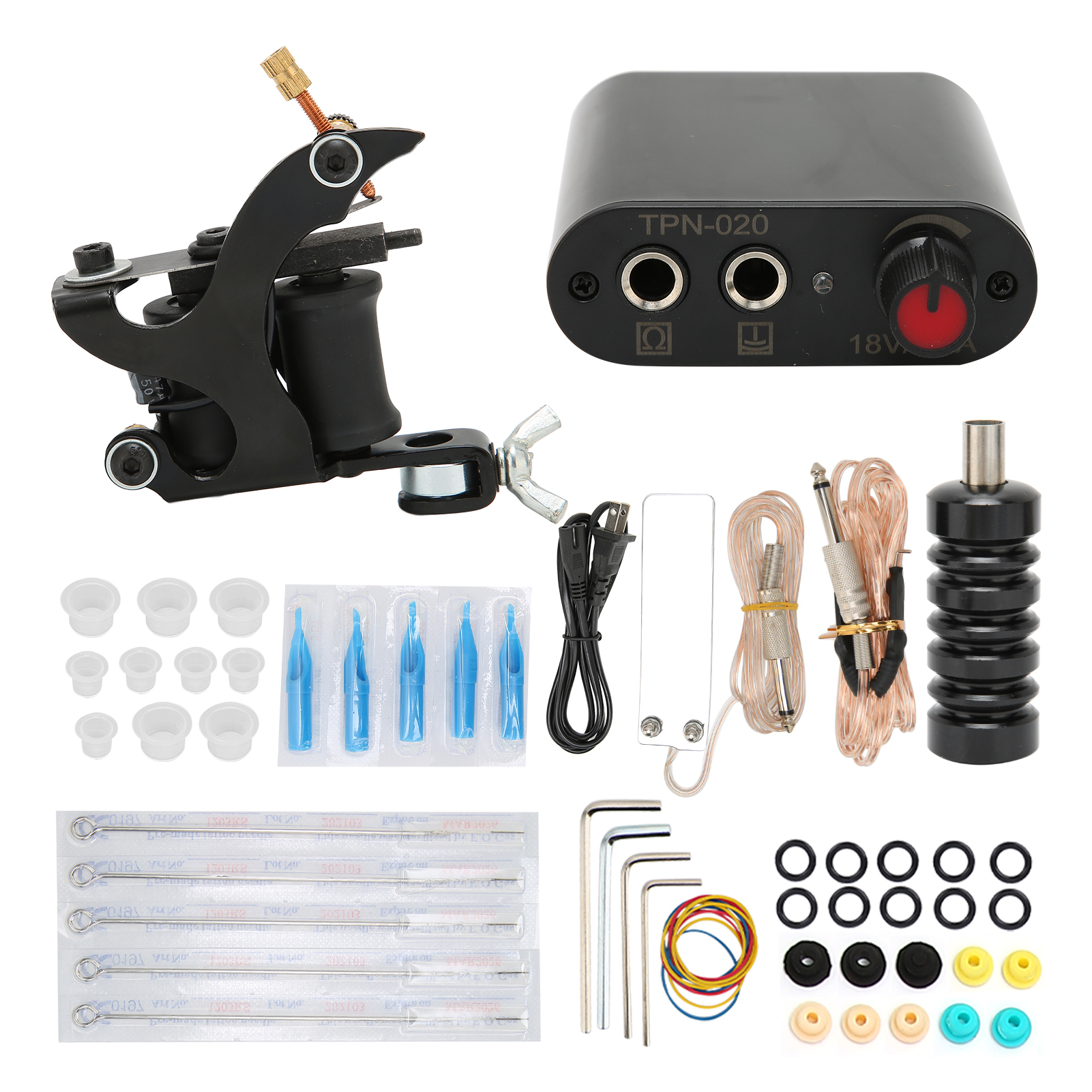 Professionelles Tattoo-maschinen-set – 90–265-v-netzteil, 8 Spulen, Komplettes Zubehör Für Tätowierer, Us-stecker