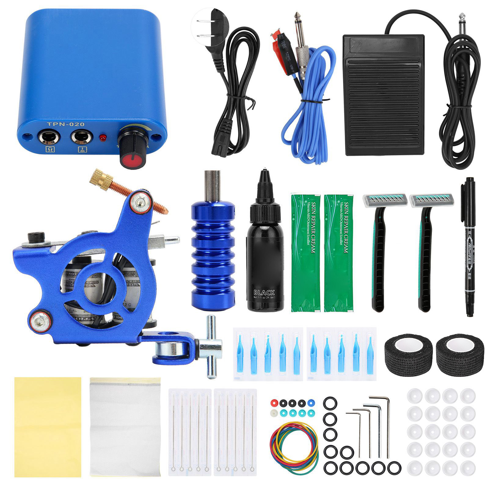 Komplettes Tattoomaschinen-set Mit Reparaturcreme Und Pigmenten – Anfänger, 90–265 V, Us-stecker