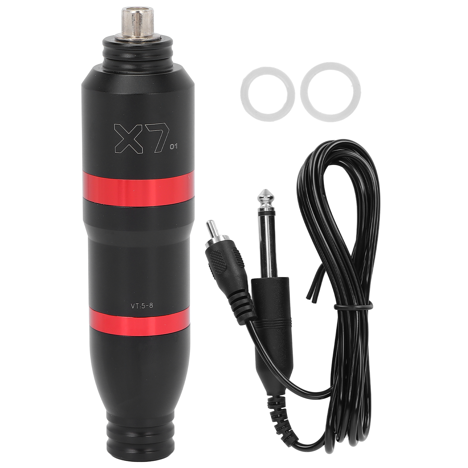 Professioneller Rotary-tattoo-stift Aus Aluminiumlegierung Mit Rca-anschluss Und Clipkabel, Schwarz Und Rot