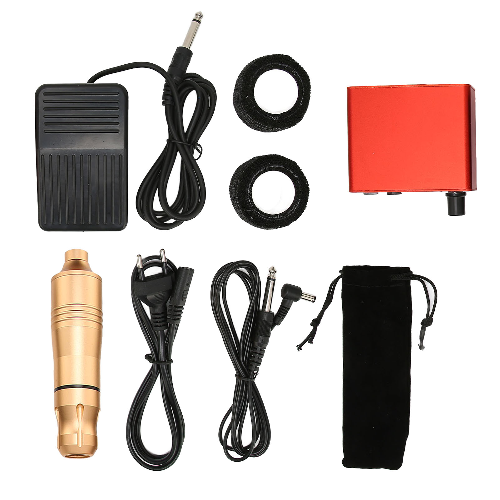 Komplettes Tattoo-set Mit Rotationsmaschine, Netzteil Und Fußpedal – Profi-werkzeuge – Eu-stecker 100–230 V, Vergoldet