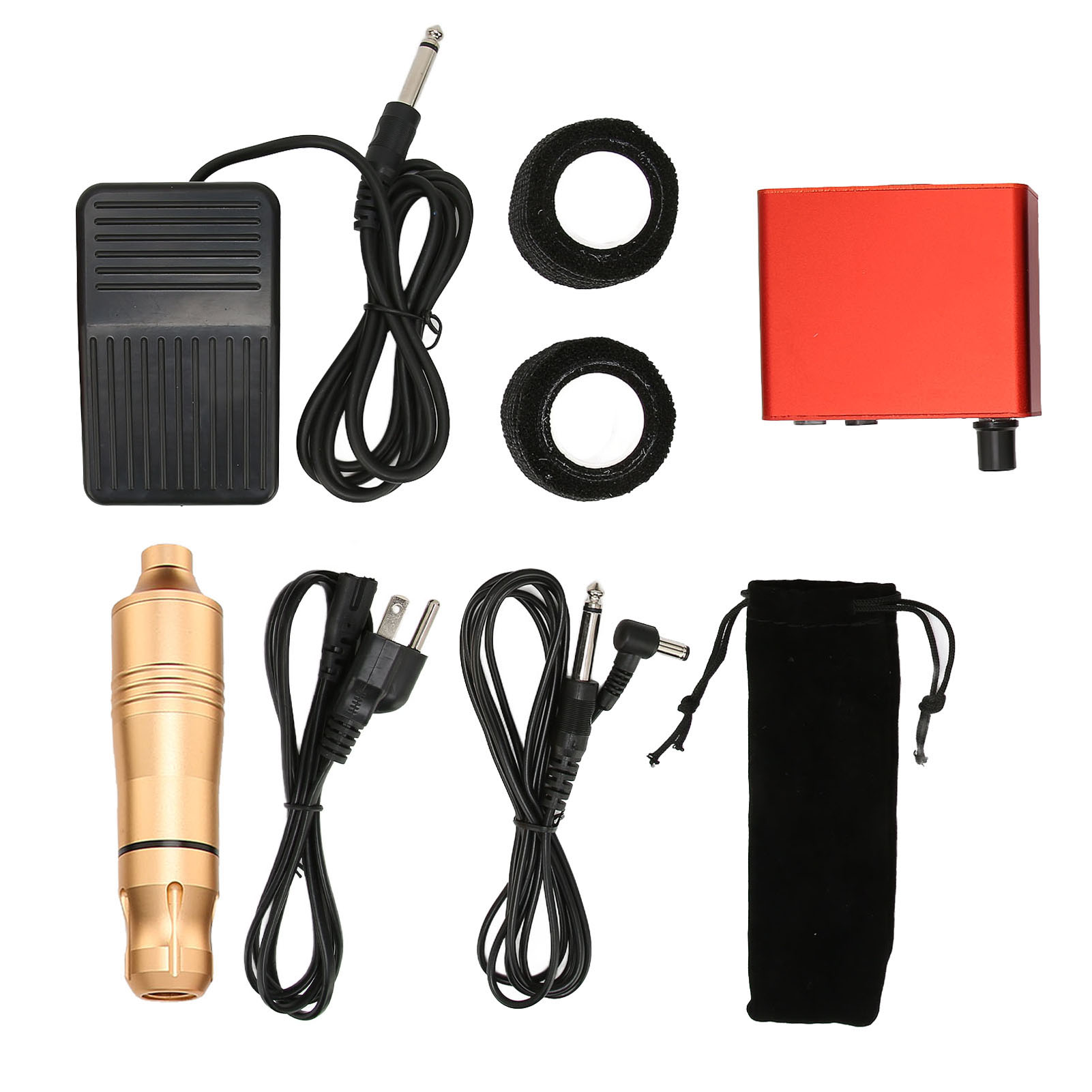 Komplettes Tattoo-set Mit Rotationsmaschine, Netzteil Und Fußpedal – Professionelles Werkzeug Für Künstler (100–230 V, Us-stecker)