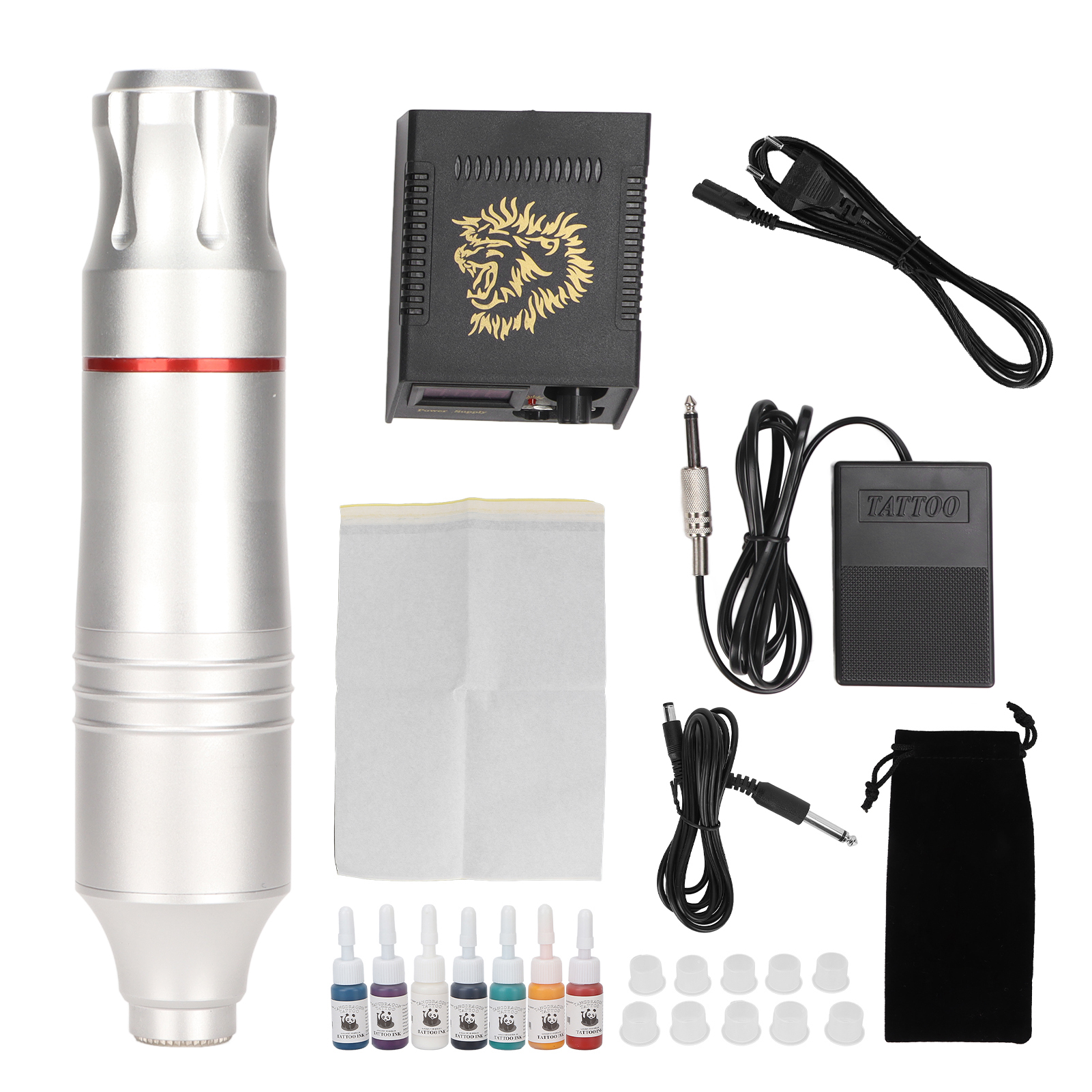 Professionelle Rotary-tattoo-stiftmaschine Mit Netzteil Und Fußpedal 110–220 V Eu