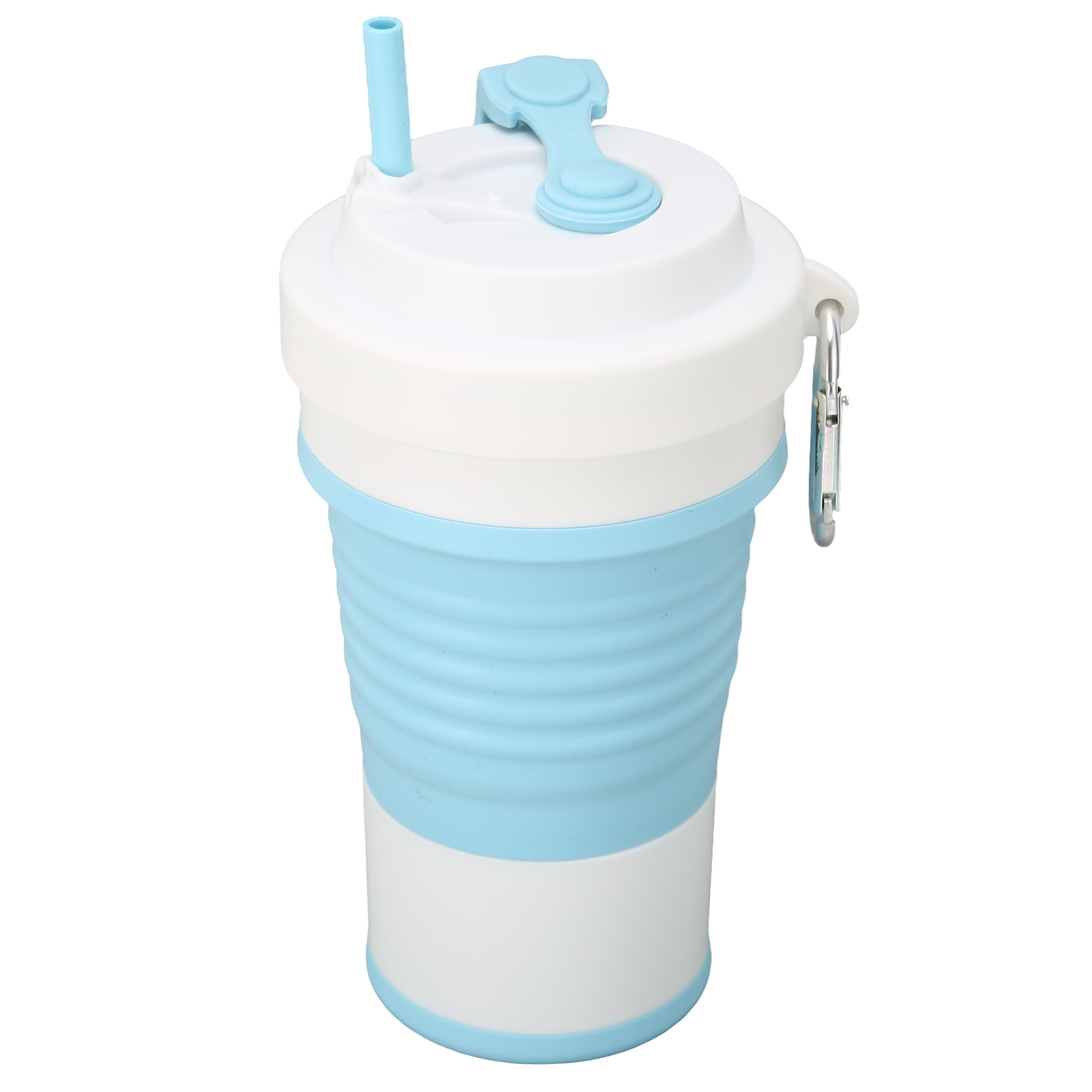 Faltbarer Silikon-kaffeebecher, 750 Ml, Ideal Zum Wandern Und Reisen, Weiß Und Blau