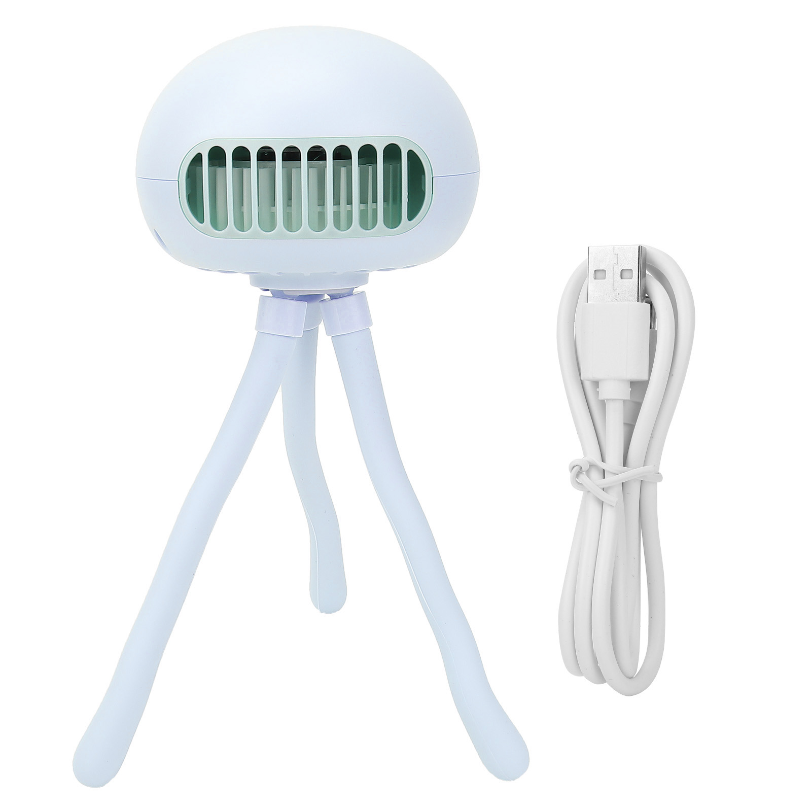 Tragbarer Octopus-kinderwagenventilator – Usb-aufladbar, Sanfte Und Leise Belüftung – Blau