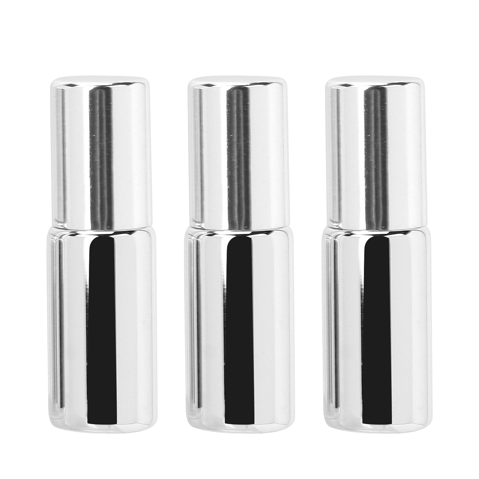 3-teiliges Professionelles 5-ml-glas-rollflaschen-set Für Ätherische Öle, Tragbar, Silberfarben