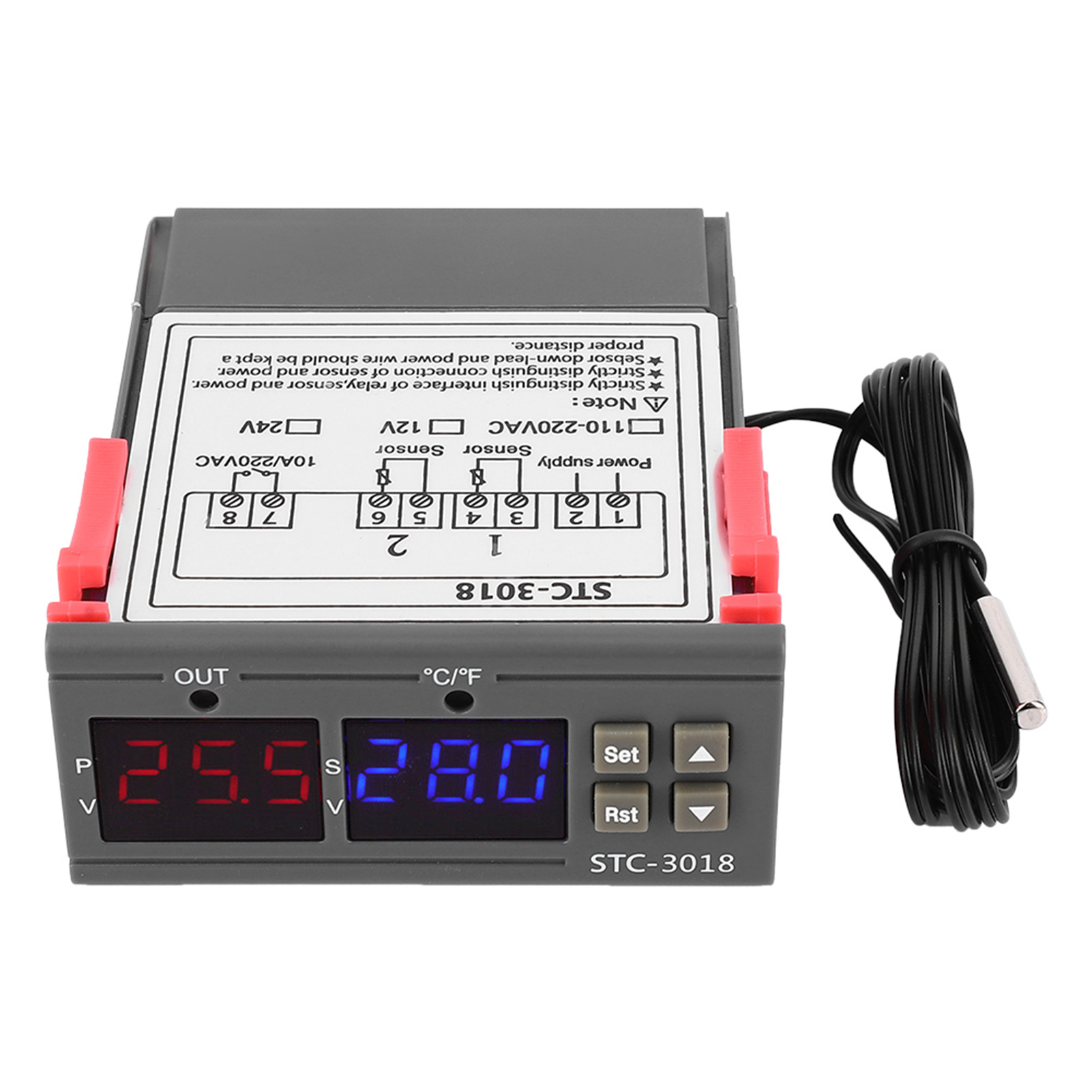 Digitaler Temperaturregler Stc-3018 Mit Ntc-sensor Und 1 M Kabel (24 V)