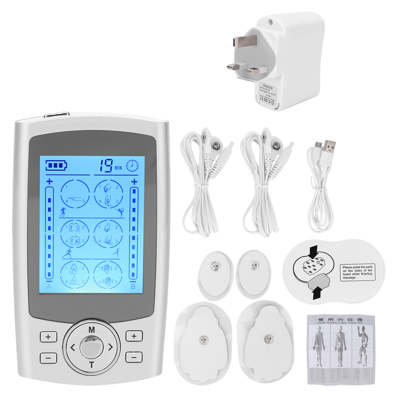 Wiederaufladbarer Elektrischer Muskelstimulator Mit 24 Modi Für Rücken, Knie Und Nacken – Tens-schmerzmassagegerät